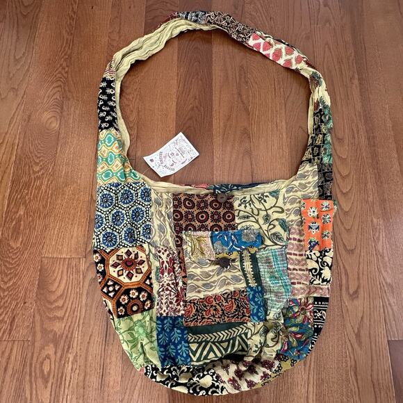 Hippie Forever Organic Cotton Handmade Patchwork Crossbody Bag Womens Boho Artsy - Picture 2 of 10